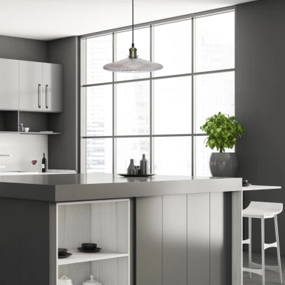 Závěsné art deco osvětlení CHESTER - 1xE27, 40W, 30cm, patina / čiré