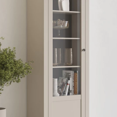 Prosklená vitrína EROL - béžová / dub dunin, levá