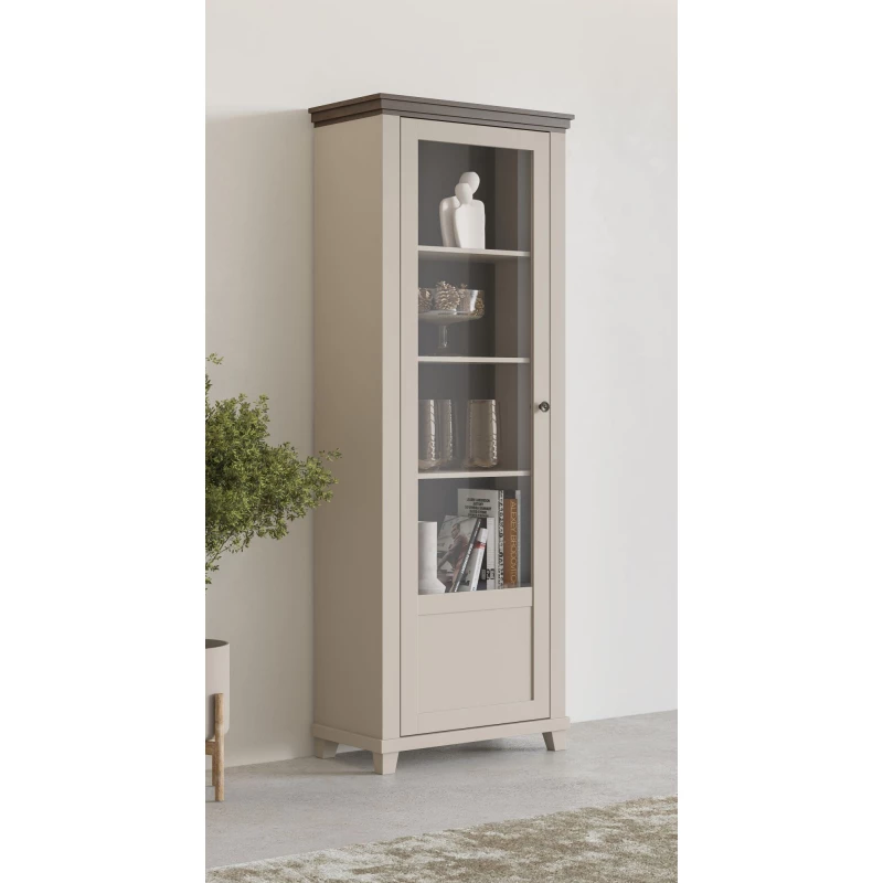 Prosklená vitrína EROL - béžová / dub dunin, levá