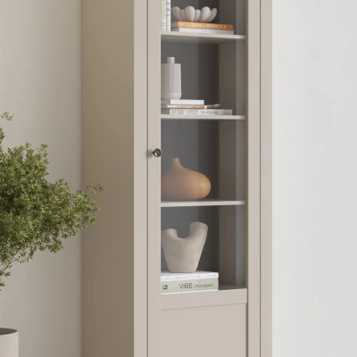 Prosklená vitrína EROL - béžová / dub dunin, pravá