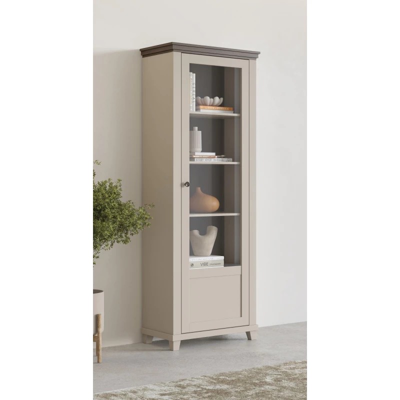 Prosklená vitrína EROL - béžová / dub dunin, pravá