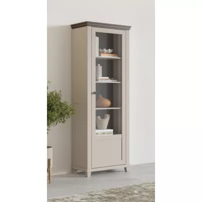 Prosklená vitrína EROL - béžová / dub dunin, pravá