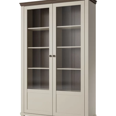 Vitrína s prosklenými dvířky EROL - béžová / dub dunin