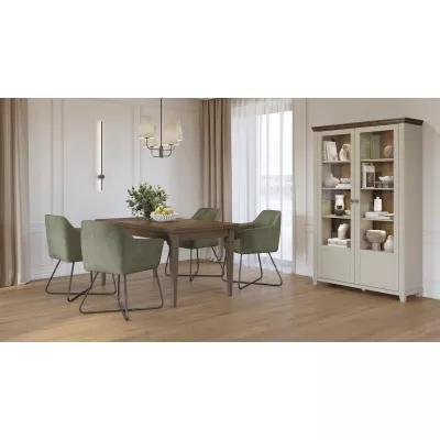 Vitrína s prosklenými dvířky EROL - béžová / dub dunin