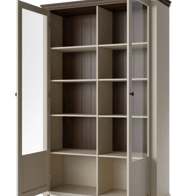 Vitrína s prosklenými dvířky EROL - béžová / dub dunin