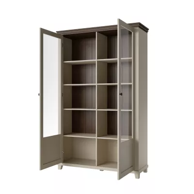 Vitrína s prosklenými dvířky EROL - béžová / dub dunin