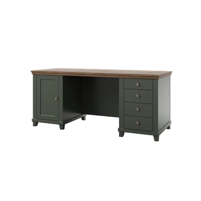 Kancelářský stůl se šuplíky EROL - zelený / dub lefkas