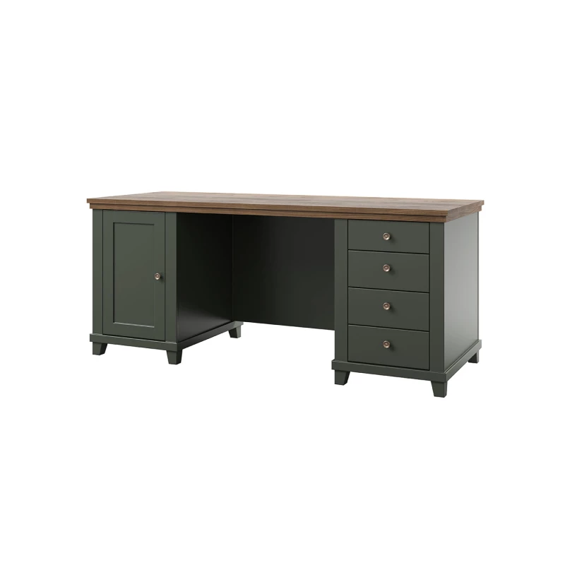Kancelářský stůl se šuplíky EROL - zelený / dub lefkas