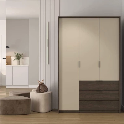 Šatní skříň 140 cm DEMETRA - béžová / dub dunin