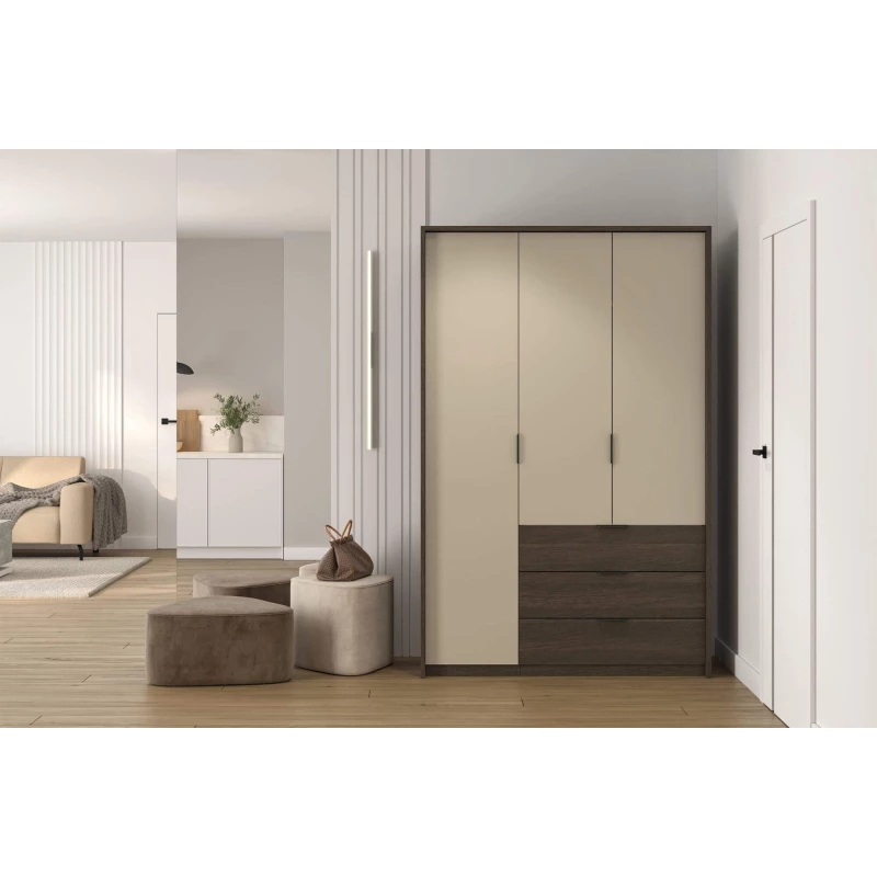 Šatní skříň 140 cm DEMETRA - béžová / dub dunin