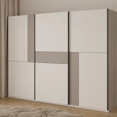 Šatní skříň 270 cm DEVORAH s posuvnými dveřmi - kašmír / béžová