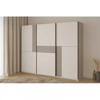 Šatní skříň 270 cm DEVORAH s posuvnými dveřmi - kašmír / béžová