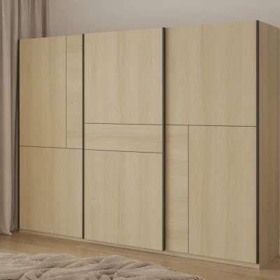 Šatní skříň 270 cm DEVORAH s posuvnými dveřmi - dub