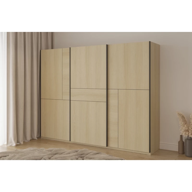 Šatní skříň 270 cm DEVORAH s posuvnými dveřmi - dub