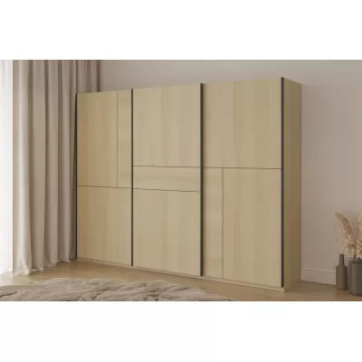 Šatní skříň 270 cm DEVORAH s posuvnými dveřmi - dub