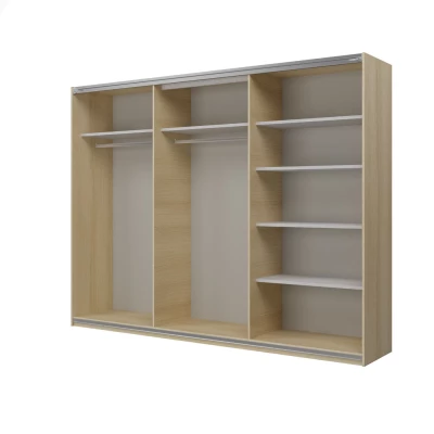 Šatní skříň 270 cm DEVORAH s posuvnými dveřmi - dub