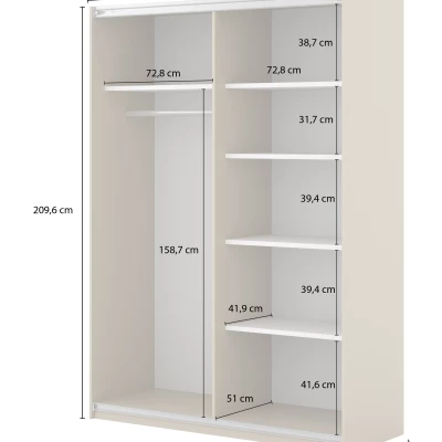 Šatní skříň 150 cm DIMITRA s posuvnými dveřmi - béžová