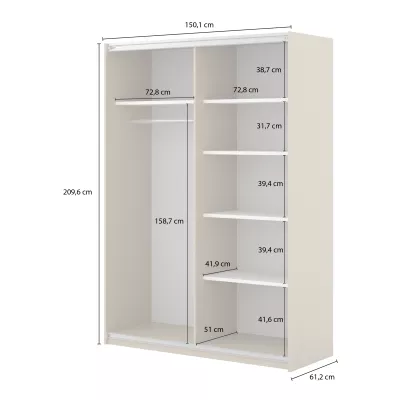 Šatní skříň 150 cm DIMITRA s posuvnými dveřmi - béžová