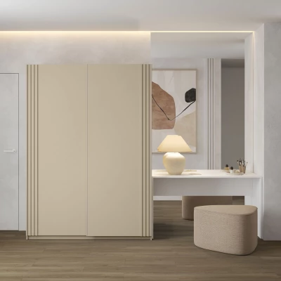 Šatní skříň 150 cm DIMITRA s posuvnými dveřmi - béžová