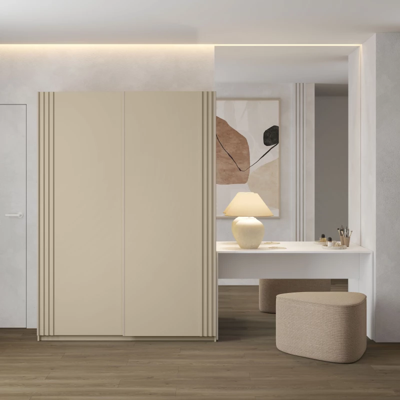 Šatní skříň 150 cm DIMITRA s posuvnými dveřmi - béžová