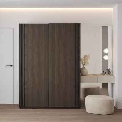 Šatní skříň 150 cm DIMITRA s posuvnými dveřmi - dub dunin / černá