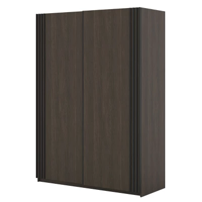 Šatní skříň 150 cm DIMITRA s posuvnými dveřmi - dub dunin / černá