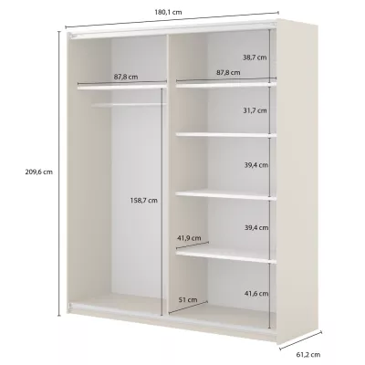 Šatní skříň 180 cm DIMITRA s posuvnými dveřmi - béžová