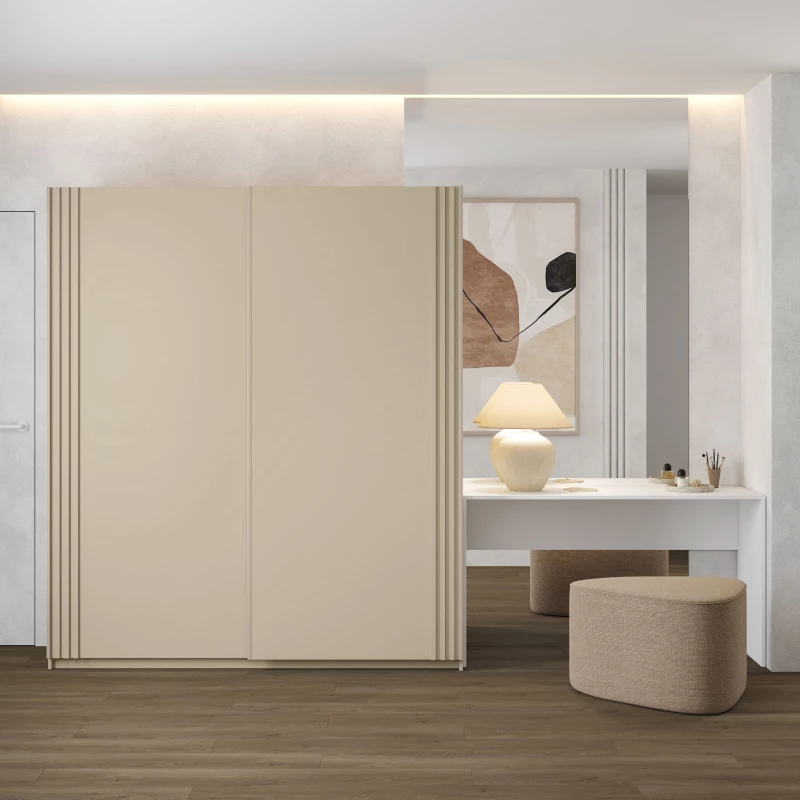 Šatní skříň 180 cm DIMITRA s posuvnými dveřmi - béžová
