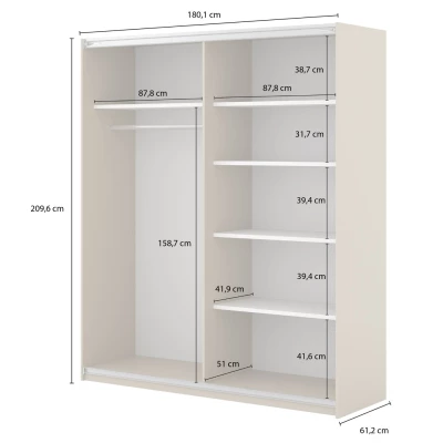 Šatní skříň 180 cm DIMITRA s posuvnými dveřmi - dub dunin / černá