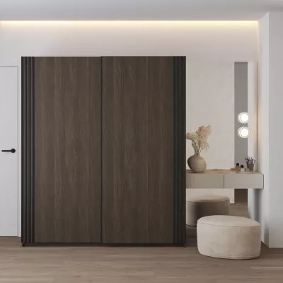 Šatní skříň 180 cm DIMITRA s posuvnými dveřmi - dub dunin / černá