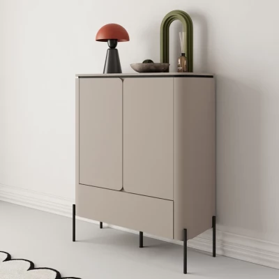 Komoda s dvířky a šuplíkem CARINE - béžová