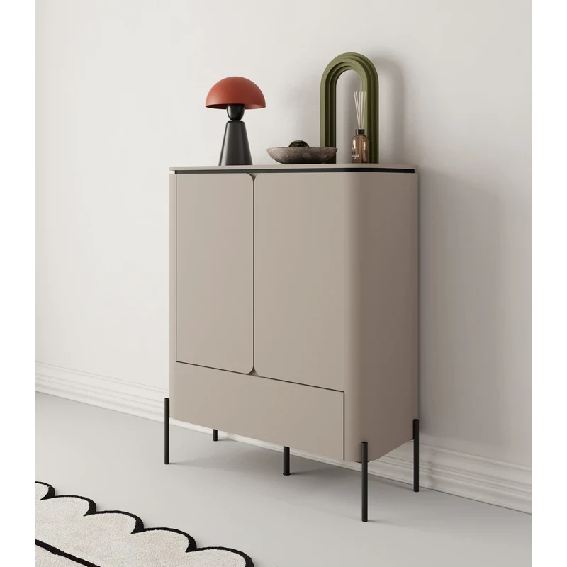 Komoda s dvířky a šuplíkem CARINE - béžová