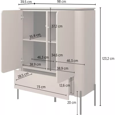 Komoda s dvířky a šuplíkem CARINE - béžová