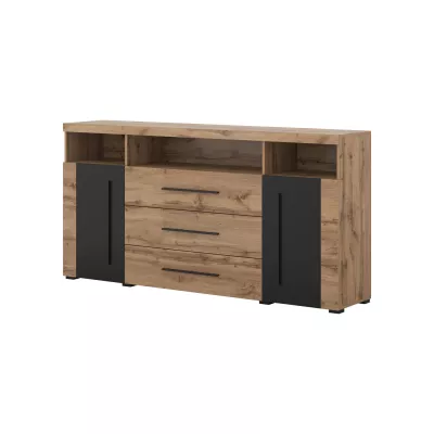 Kombinovaná komoda DEIDRE - dub wotan / černá