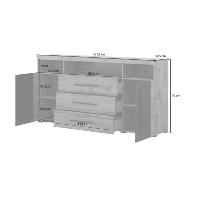 Kombinovaná komoda DEIDRE - dub wotan / černá