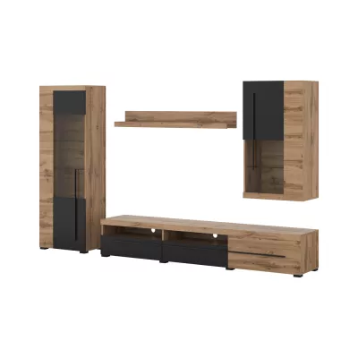 Obývací stěna DEIDRE - dub wotan / černá