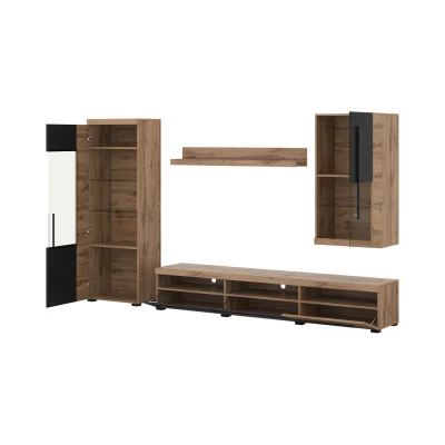 Obývací stěna DEIDRE - dub wotan / černá