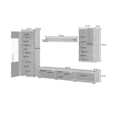Obývací stěna DEIDRE - dub wotan / černá