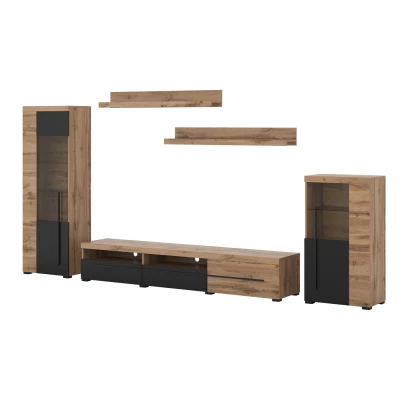 Nábytek do obýváku DEIDRE - dub wotan / černý