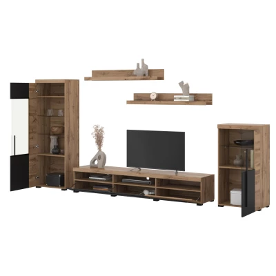 Nábytek do obýváku DEIDRE - dub wotan / černý