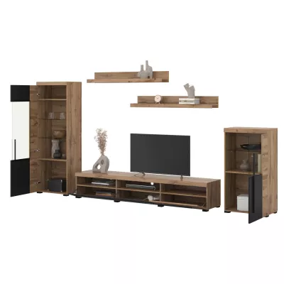 Nábytek do obýváku DEIDRE - dub wotan / černý