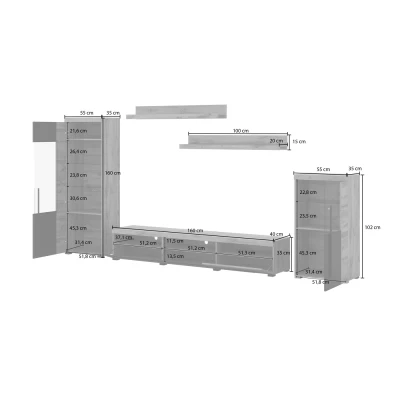 Nábytek do obýváku DEIDRE - dub wotan / černý