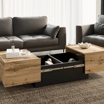 Rozkládací konferenční stolek DENALI - dub wotan / černý