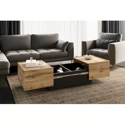 Rozkládací konferenční stolek DENALI - dub wotan / černý