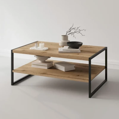 Široký konferenční stolek DENALI - dub wotan / černý