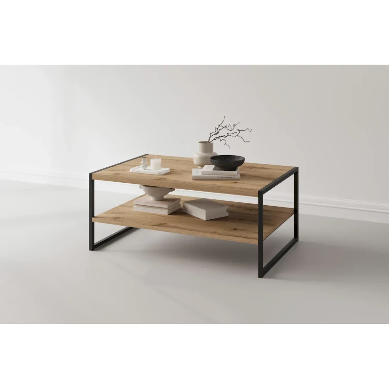 Široký konferenční stolek DENALI - dub wotan / černý