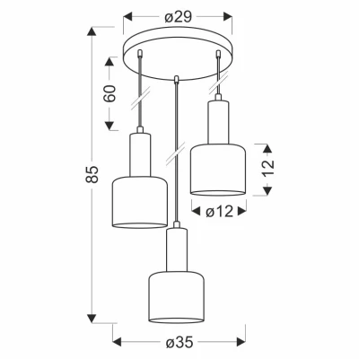 Závěsný lustr ISAR - 3xE27, 40W, černý / jantarový