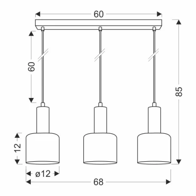 Závěsný lustr nad jídelní stůl ISAR - 3xE27, 40W, černý / jantarový