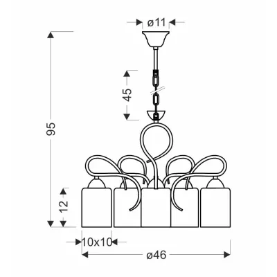 Závěsné moderní osvětlení ITALO - 5xE27, 40W, chromované / stříbrné