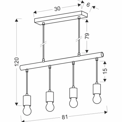 Závěsné světlo nad jídelní stůl ve skandinávském stylu IZZY - 4xE27, 60W, černé